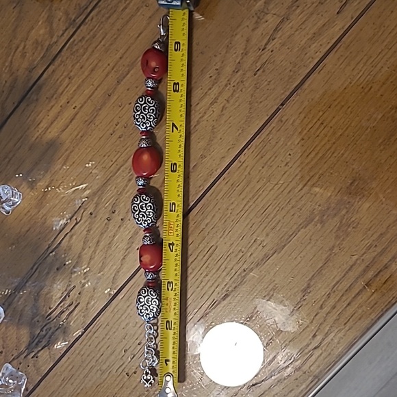 NWOT! Brighton Bracelet, Red,Silver,Black W/Cloth Bag! Measurement In Photos! - Picture 3 of 7